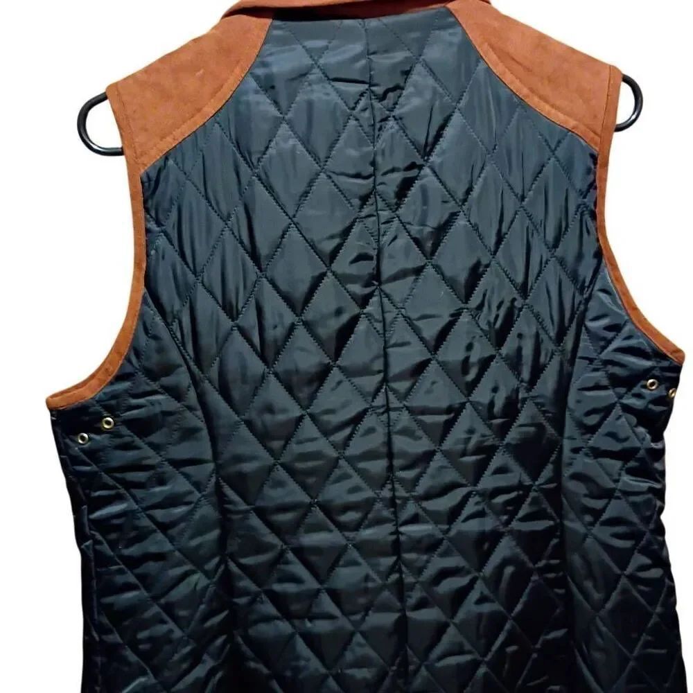 Vince Camuto Black Suede Quilted Riding Vest Women's Large - Picture 4 of 12